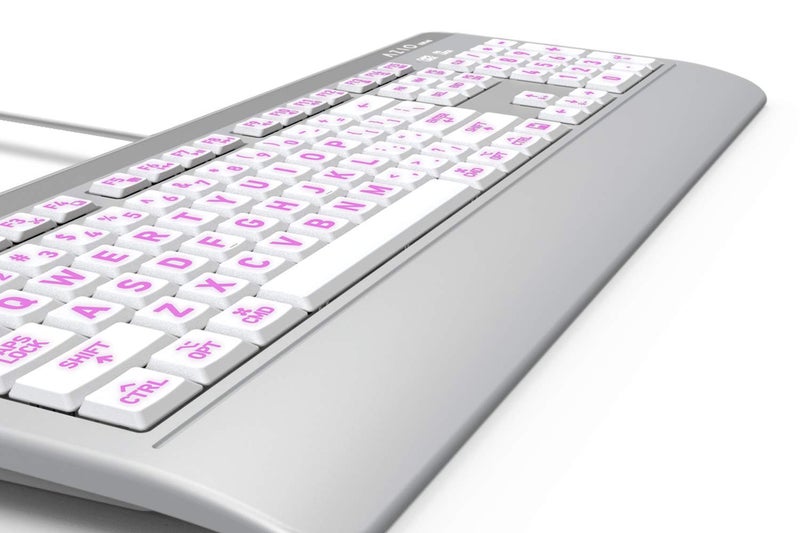 Azio Vision Mac USB-C Keyboard, Backlit/Large Print, 3 Interchange Backlight Colors, Blue/Red/Purple (KB540) - Image 4